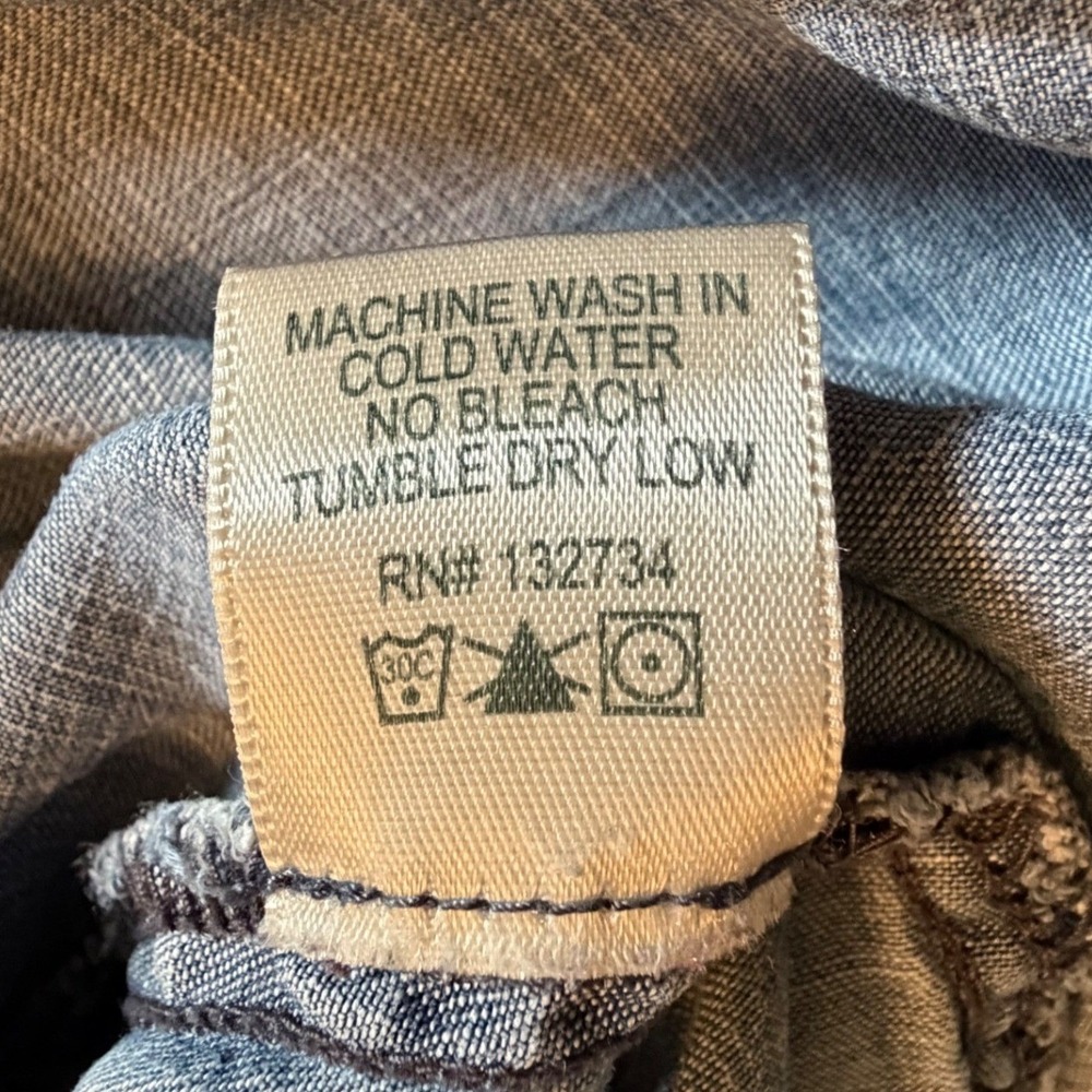 Cloth & Stone Womens Blue Tencel Lyocell Chambray Roll Tab Button Down Shirt M - Picture 8 of 10